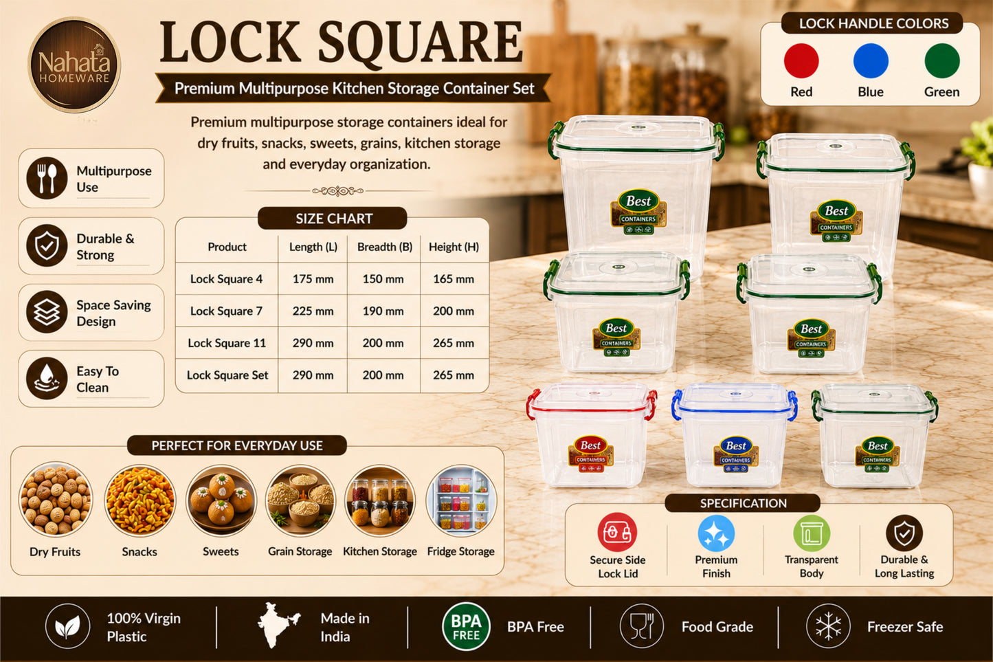 Lock Square Containers